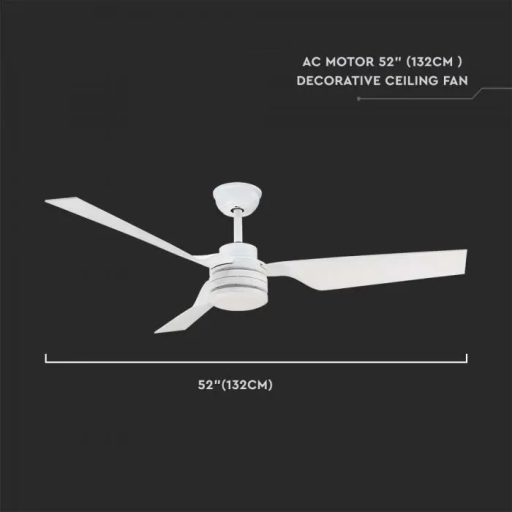 V-TAC 65W LED Mennyezeti ventilátor RF vezérléssel 3db lapáttal fehér - 2866