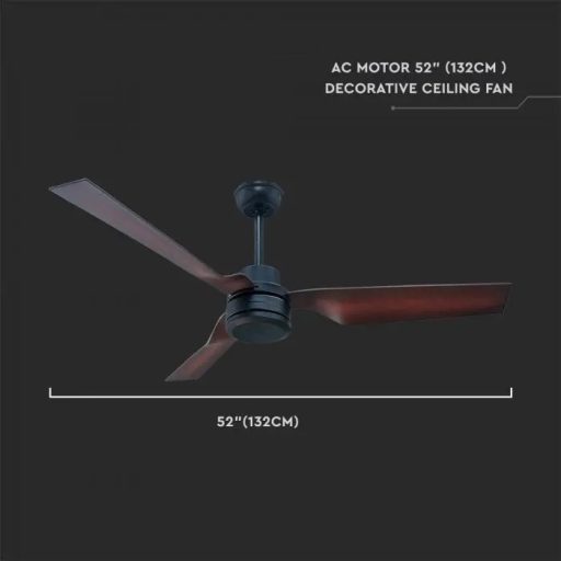V-TAC 65W LED Mennyezeti ventilátor RF vezérléssel 3db lapáttal bronz, barna- 2867