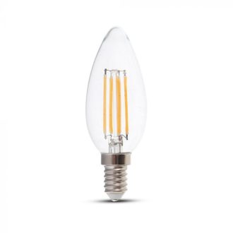   V-TAC Átlátszó LED izzó filament COG  E14 C35 4W 100lm/w 2700K gyertya dimmelhető - 2870