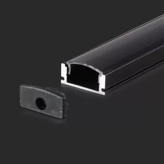   V-TAC Alumínium profil (Fekete) - Falon kívüli - Fekete fedlappal - 2000 x 17.4 x 7 mm - 2873