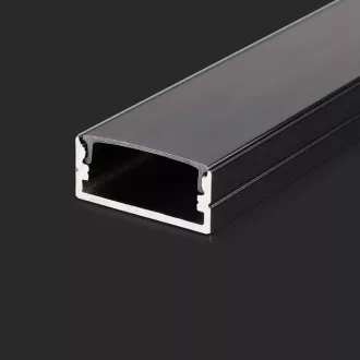   V-TAC Alumínium profil (Fekete) - Falon kívüli - Fekete fedlappal - 2000 x 23.5 x 10 mm - 2876