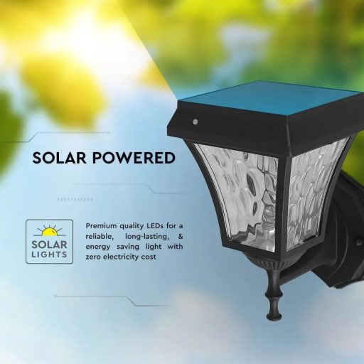 V-TAC LED Napelemes (Solar) fali lámpa 2W - CCT - fekete - 2889