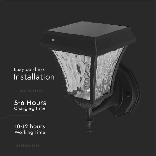 V-TAC LED Napelemes (Solar) fali lámpa 2W - CCT - fekete - 2889