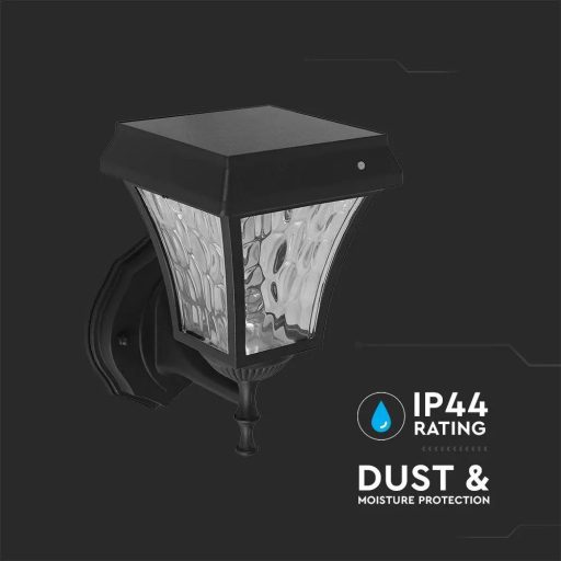 V-TAC LED Napelemes (Solar) fali lámpa 2W - CCT - fekete - 2889