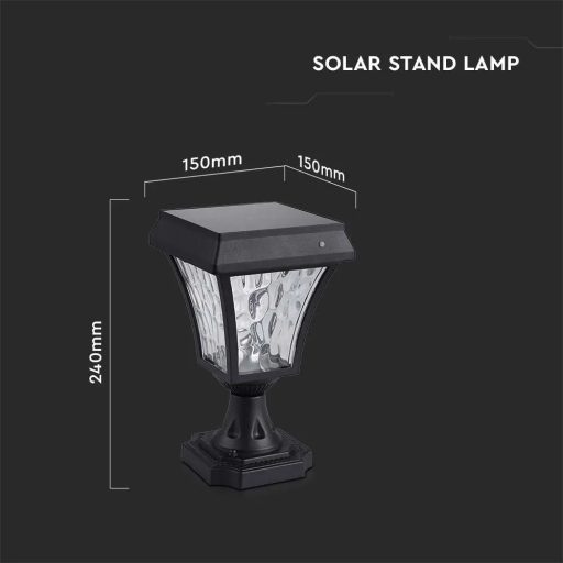 V-TAC LED Napelemes (Solar) lámpa 2W - CCT - fekete - 2890