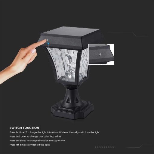 V-TAC LED Napelemes (Solar) lámpa 2W - CCT - fekete - 2890