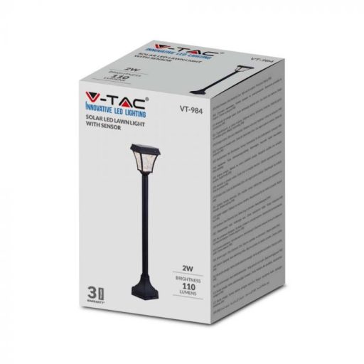 V-TAC LED Napelemes (Solar) álló lámpa 2W - CCT - fekete - 2891