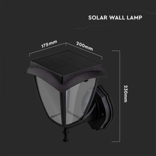 V-TAC LED Napelemes (Solar) fali lámpa 2W - 3000K + 6400K - fekete - 2892
