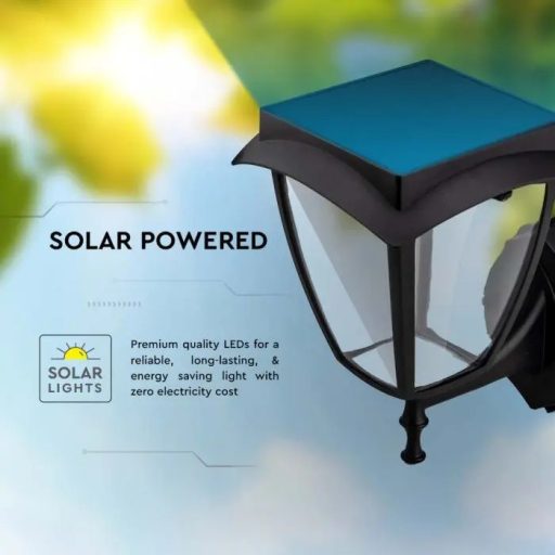 V-TAC LED Napelemes (Solar) fali lámpa 2W - 3000K + 6400K - fekete - 2892