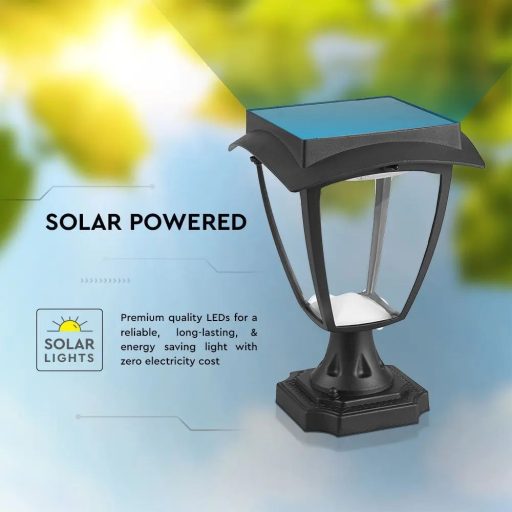 V-TAC LED Napelemes (Solar) lámpa 2W - 3000K + 6400K - fekete - 2893