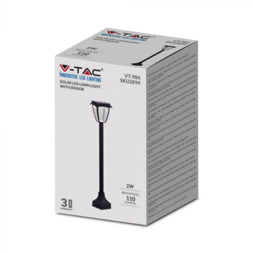 V-TAC LED Napelemes (Solar) álló lámpa 2W - 3000K + 6400K - fekete - 2894