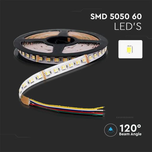 V-TAC LED SZALAG SMD5050 60LED/M 24W/M 24V CCT 3IN1+RGB IP20 - 2895