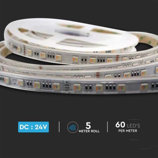 V-TAC LED szalag SMD5050 60LED/M 24W/M 24V IP65 CCT (3000K - 4000K - 6500K) + RGB - 2896