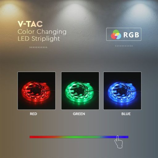 V-TAC LED szalag SMD5050 60LED/M 24W/M 24V IP65 CCT (3000K - 4000K - 6500K) + RGB - 2896
