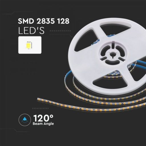 V-TAC LED szalag SMD2835 128LED/M 9W/M 1150lm/M 24V IP20 3000K - 2906