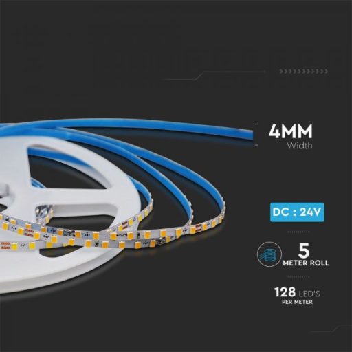 V-TAC LED szalag SMD2835 128LED/M 9W/M 1150lm/M 24V IP20 3000K - 2906