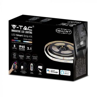   V-TAC LED Szalag szett RGB + 3 az 1-ben Alexa és Google Home kompatibilis 5050 15W/M IP65 5m - 2910