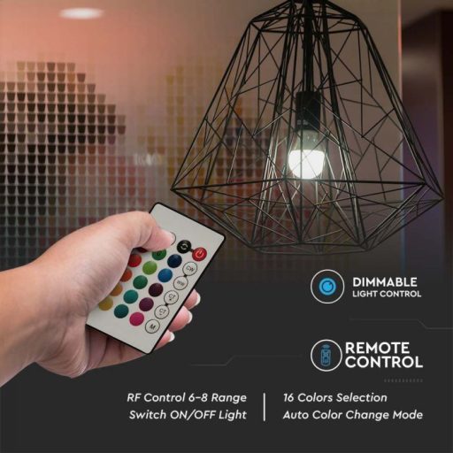 V-TAC LED izzó  E27 A60 8.5W 200° RGB + 4000K - 24 gombos távirányítóval - 2928