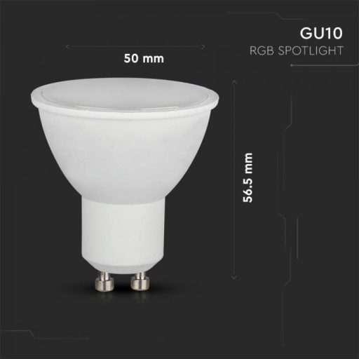 V-TAC LED spotlámpa  GU10 MR16 4,8W 110° RGB+4000K RF controll spot  - 2930