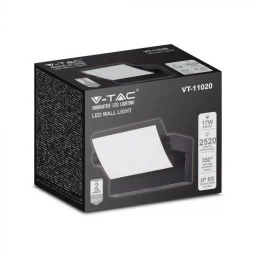 V-TAC 17W LED Fali lámpa mozgatható fekete színű 4000K - IP65 - 2937