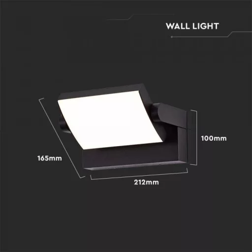 V-TAC 17W LED Fali lámpa mozgatható fekete színű 4000K - IP65 - 2937