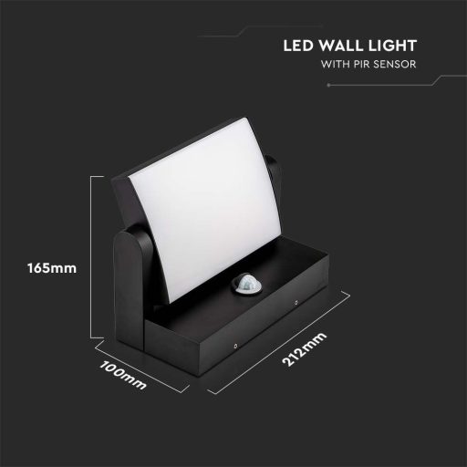 V-TAC 17W LED kültéri lámpa mozgásérzékelővel IP65 fekete színű 3000K - 2940