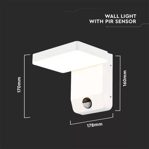 V-TAC 17W LED kültéri lámpa mozgásérzékelővel IP65 fehér színű 4000K - 2947