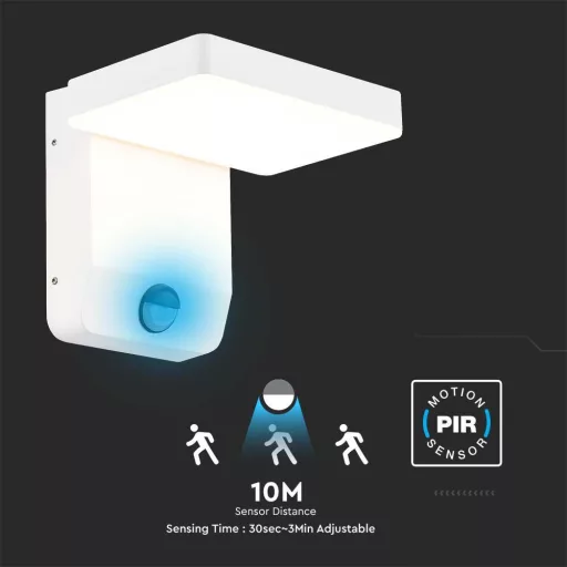 V-TAC 17W LED kültéri lámpa mozgásérzékelővel IP65 fehér színű 4000K - 2947