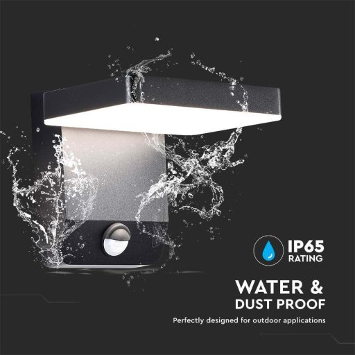 V-TAC 17W LED kültéri lámpa mozgásérzékelővel IP65 fekete színű 4000K - 2949
