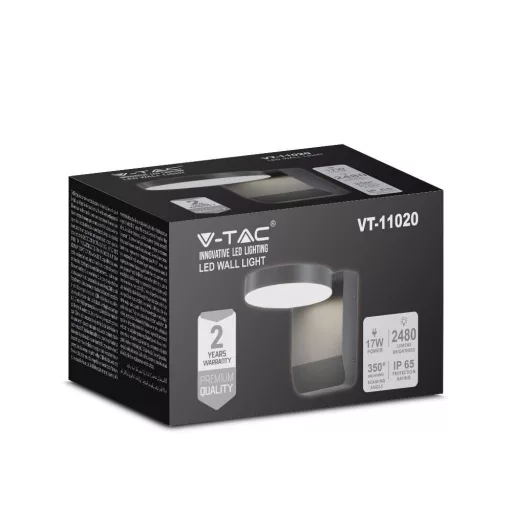V-TAC 17W LED kültéri lámpa IP65 fekete színű 4000K - 2953