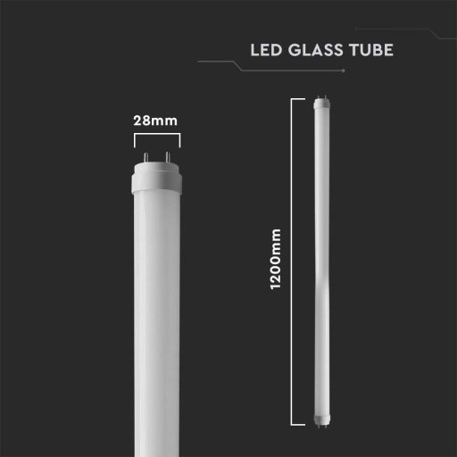 V-TAC 18W LED üveg fénycső T8 G13 120 cm 160° 4000K - 2982