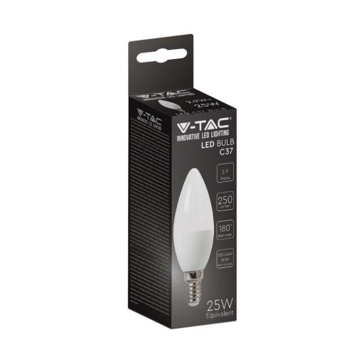 V-TAC LED izzó  E14 C37 2,9W 180° 3000K gyertya - 2984