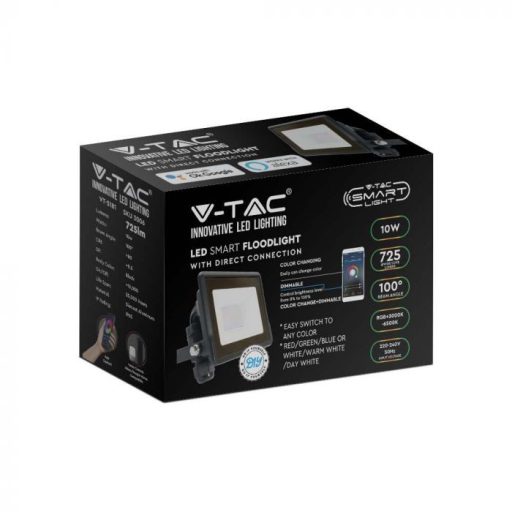 V-TAC 10W LED Smart reflektor 100° RGB + CCT fekete házas - 3006