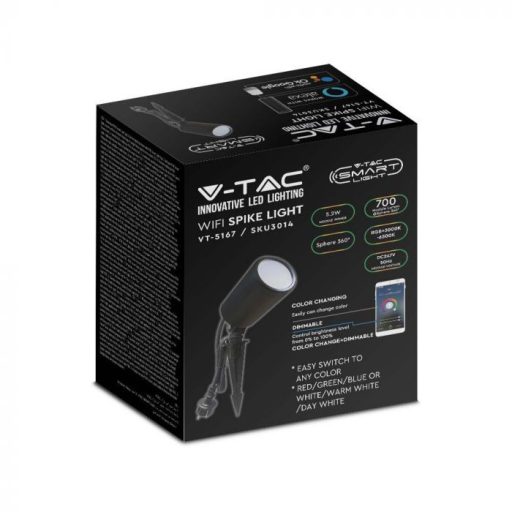 V-TAC LED 7W leszúrható kerti lámpa - RGB + 3 az 1-ben Alexa és Google Home kompatibilis - 3014