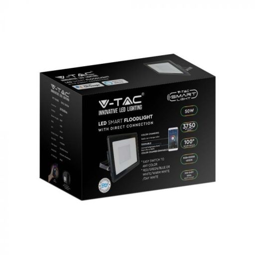 V-TAC 30W LED Smart reflektor 100° RGB + CCT fekete házas - 3026