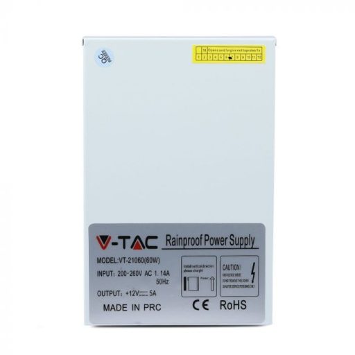 V-TAC LED Fémházas szerelhető esőálló tápegység 60W 14A 12V IP44 - 3070