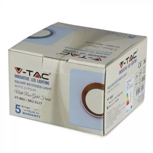 V-TAC beépíthető négyzet alakú gipsz lámpatest - 3119