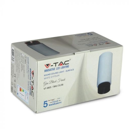 V-TAC GU10 Spot foglalat, kerek, fehér-fekete - 3136