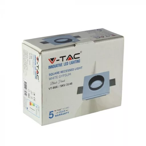 V-TAC beépíthető négyzet alakú gipsz lámpatest  - 3148