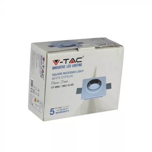 V-TAC beépíthető négyzet alakú gipsz lámpatest  - 3149