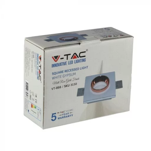 V-TAC beépíthető négyzet alakú gipsz lámpatest  - 3150