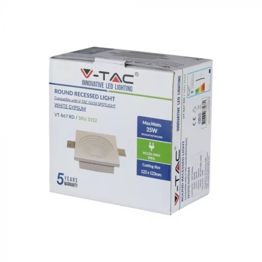 V-TAC beépíthető gipsz lámpatest - 3152