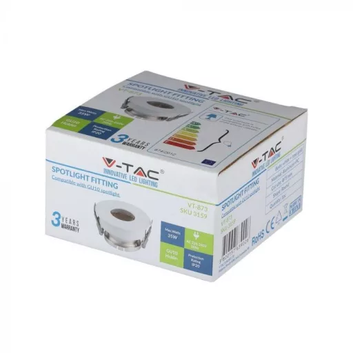 V-TAC Led GU10 Spot Keret Fehér+Rózsaarany kör alakú - 3159