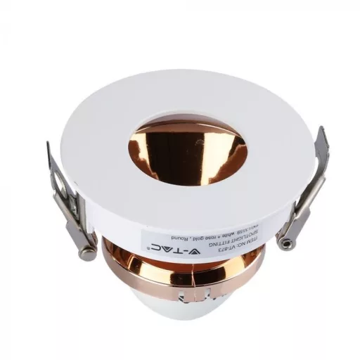 V-TAC Led GU10 Spot Keret Fehér+Rózsaarany kör alakú - 3159