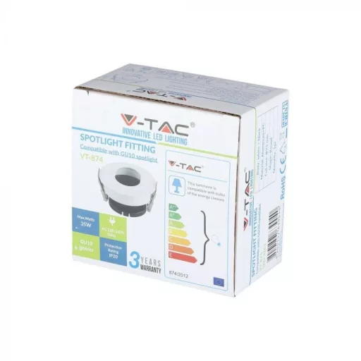V-TAC Led GU10 Spot Keret Fehér+Fekete kör alakú - 3161