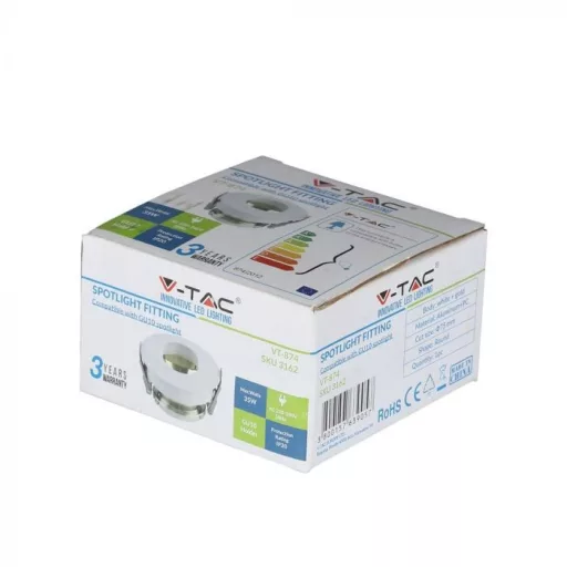 V-TAC Led GU10 Spot Keret Fehér+Arany kör alakú - 3162