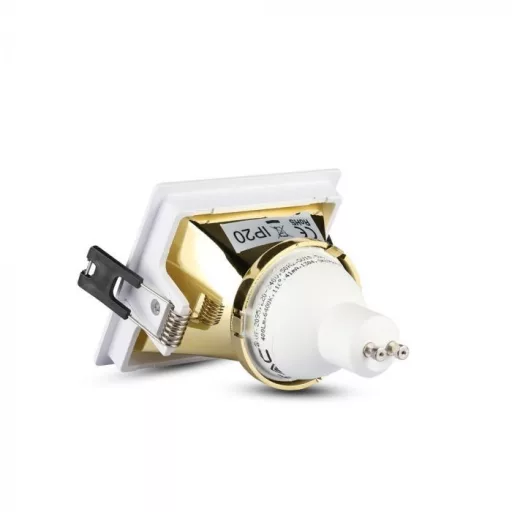 V-TAC Led GU10 Spot Keret Fehér+Arany négyzet alakú - 3166