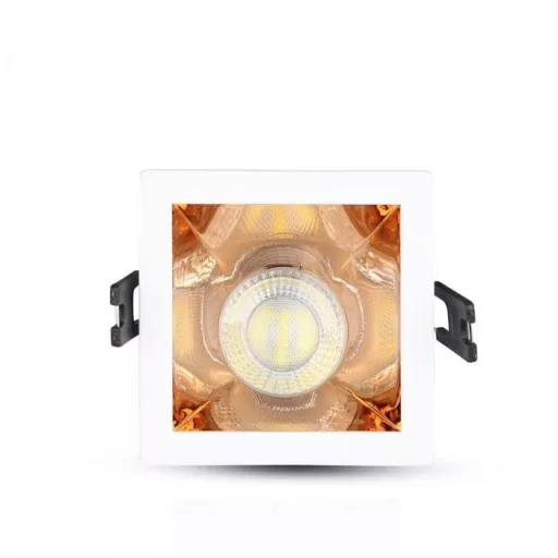 V-TAC Led GU10 Spot Keret Fehér+Rózsaarany négyzet alakú - 3167