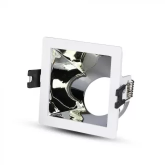   V-TAC Led GU10 Spot Keret Fehér+Króm négyzet alakú - 3168