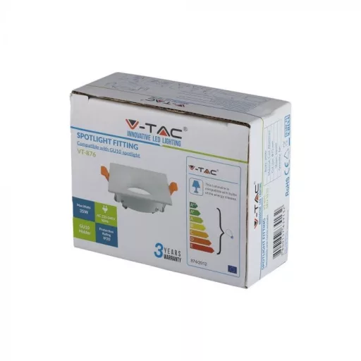 V-TAC Led GU10 Spot Keret fehér színű négyzet alakú - 3170